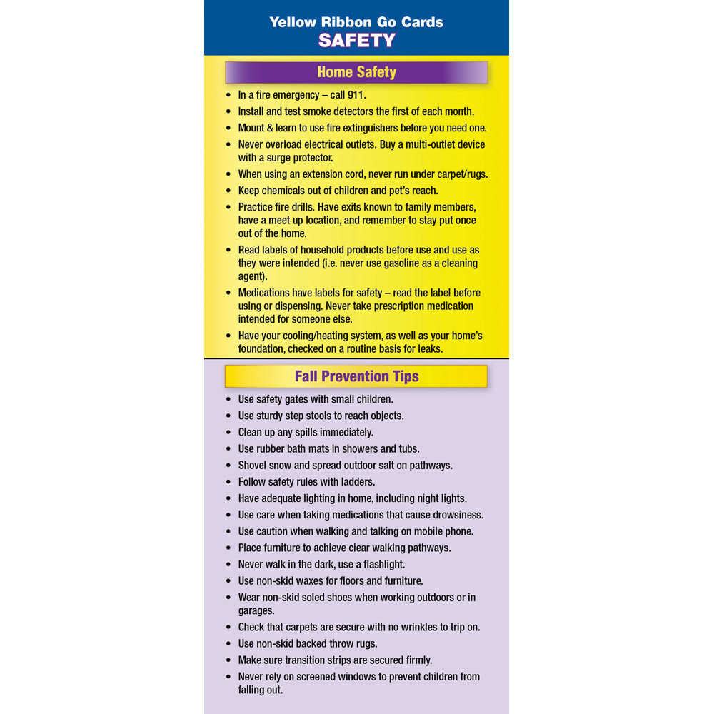 Yellow Ribbon Program Go Card: (50 Pack)  Safety