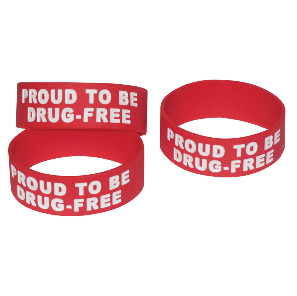 Proud to be Drug Free (10 Pack) Wide Silicone Bracelet