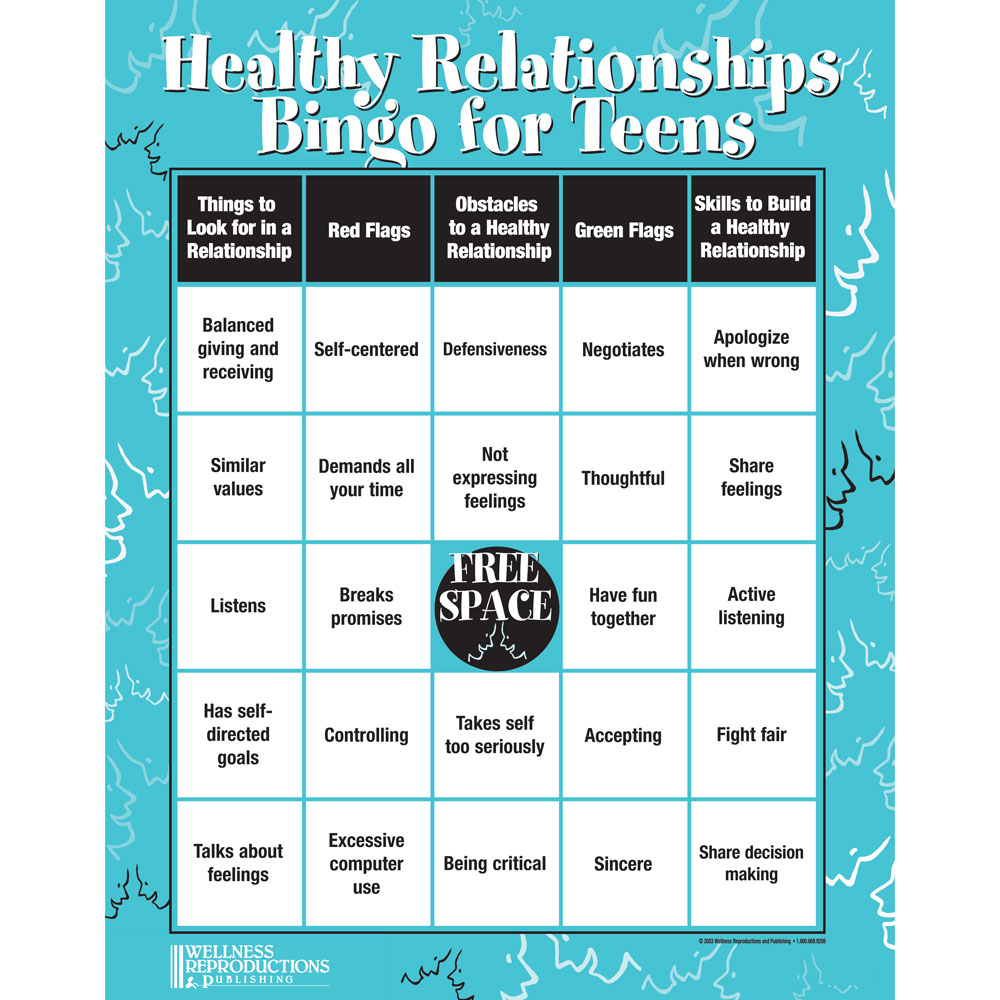 Healthy Relationships Bingo Game for Teens