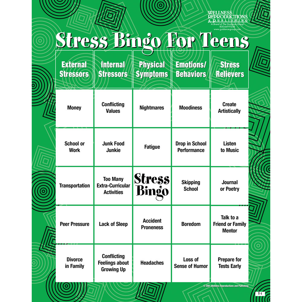 Stress Bingo Game for Teens