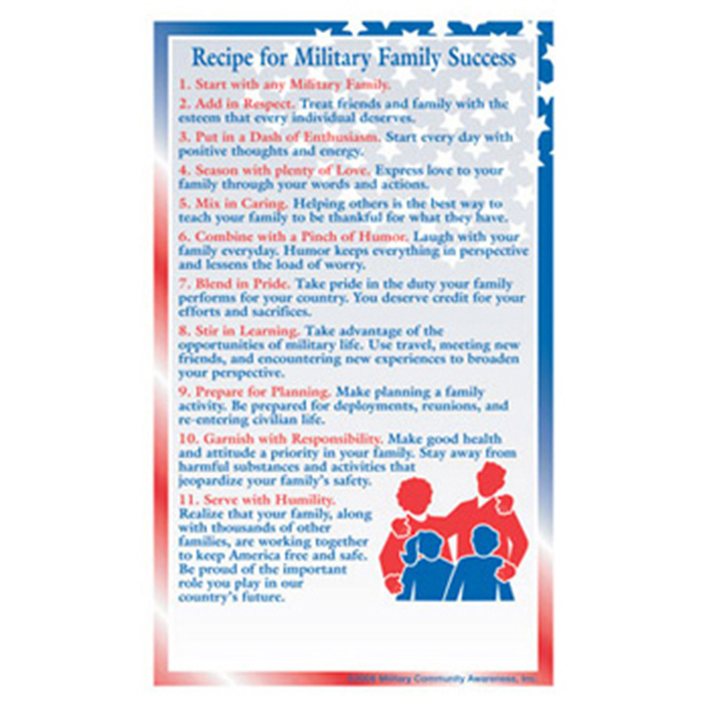 Positive Message Magnet: (25 Pack) Recipe for Military Family Success