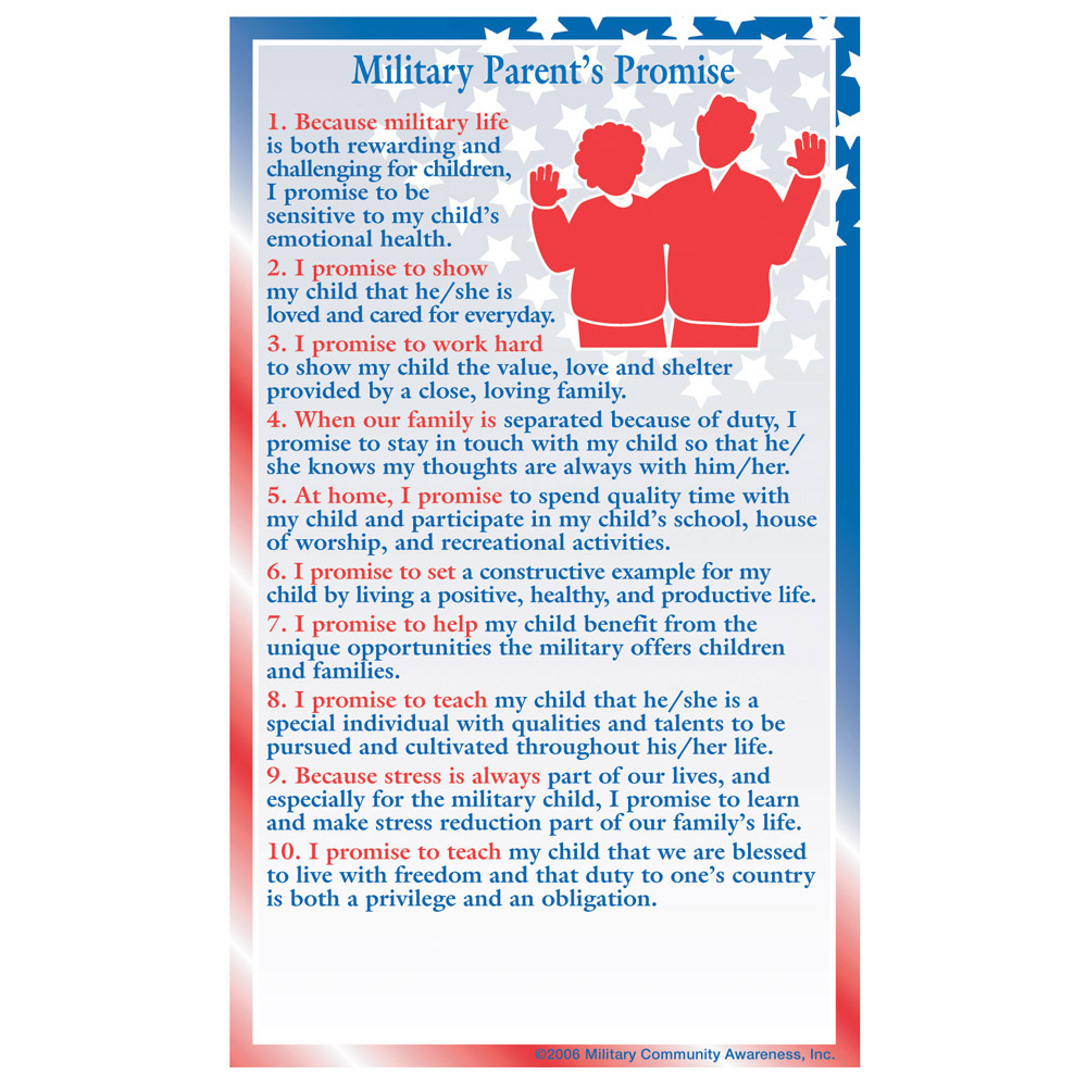 Positive Message Magnet: (25 Pack) Military Parents Promise Pledge