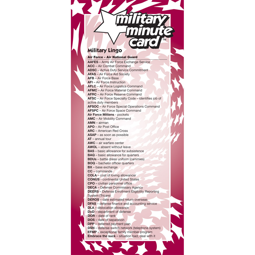 Military Minute Card: (50 Pack) Air Force/Air National Guard
