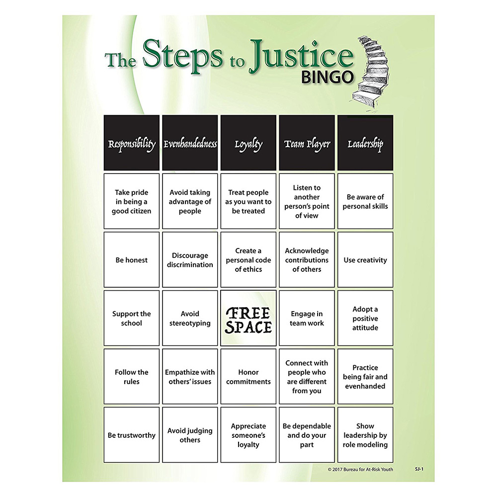 The Steps to Justice   Teen Bingo Game