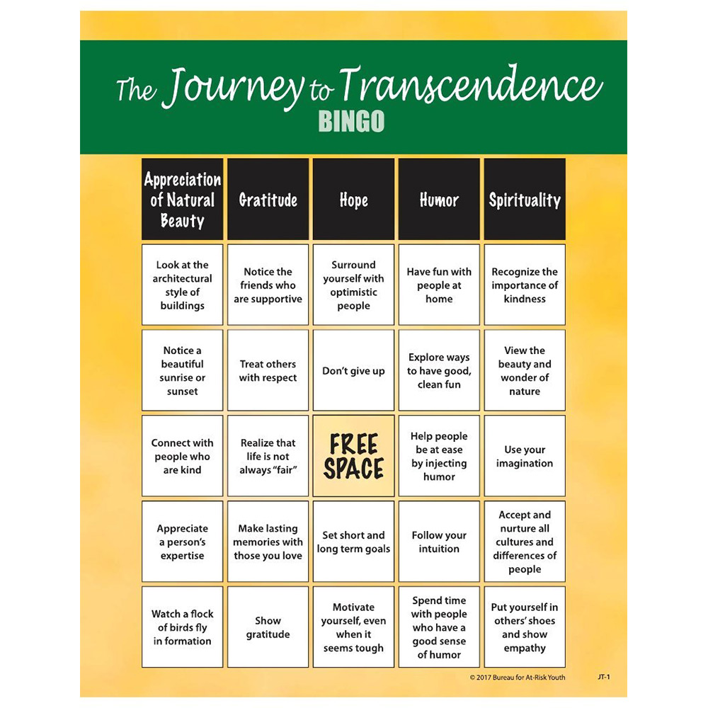 The Journey to Transcendence   Teen Bingo Game