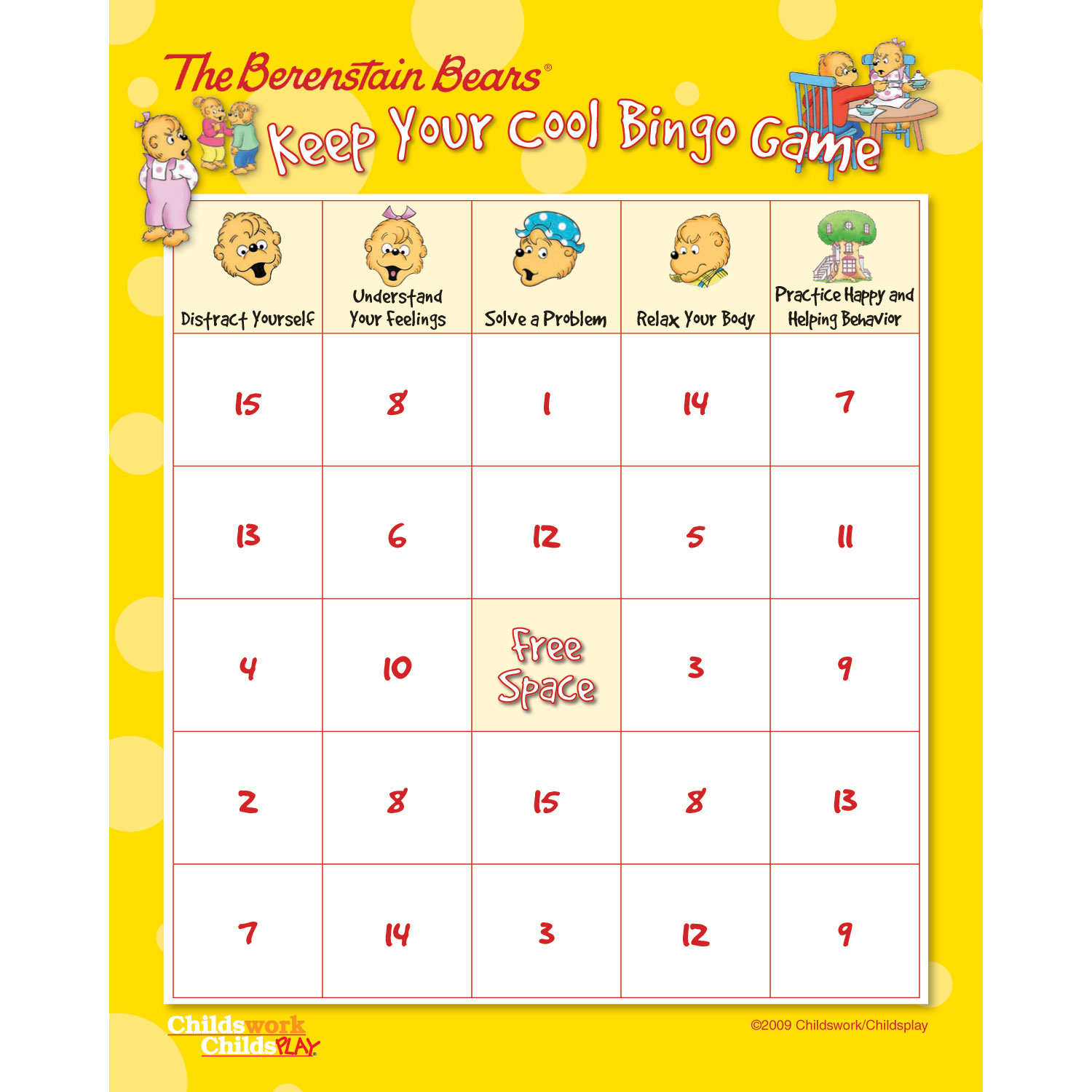 The Berenstain Bears Keep Your Cool Bingo Game