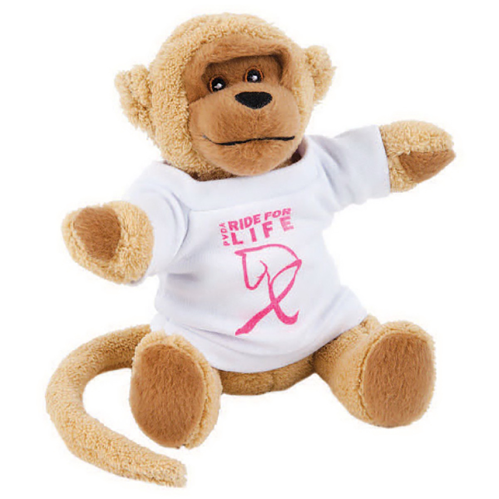 7" Extra Soft Monkey With T Shirt, Ribbon or Bandana