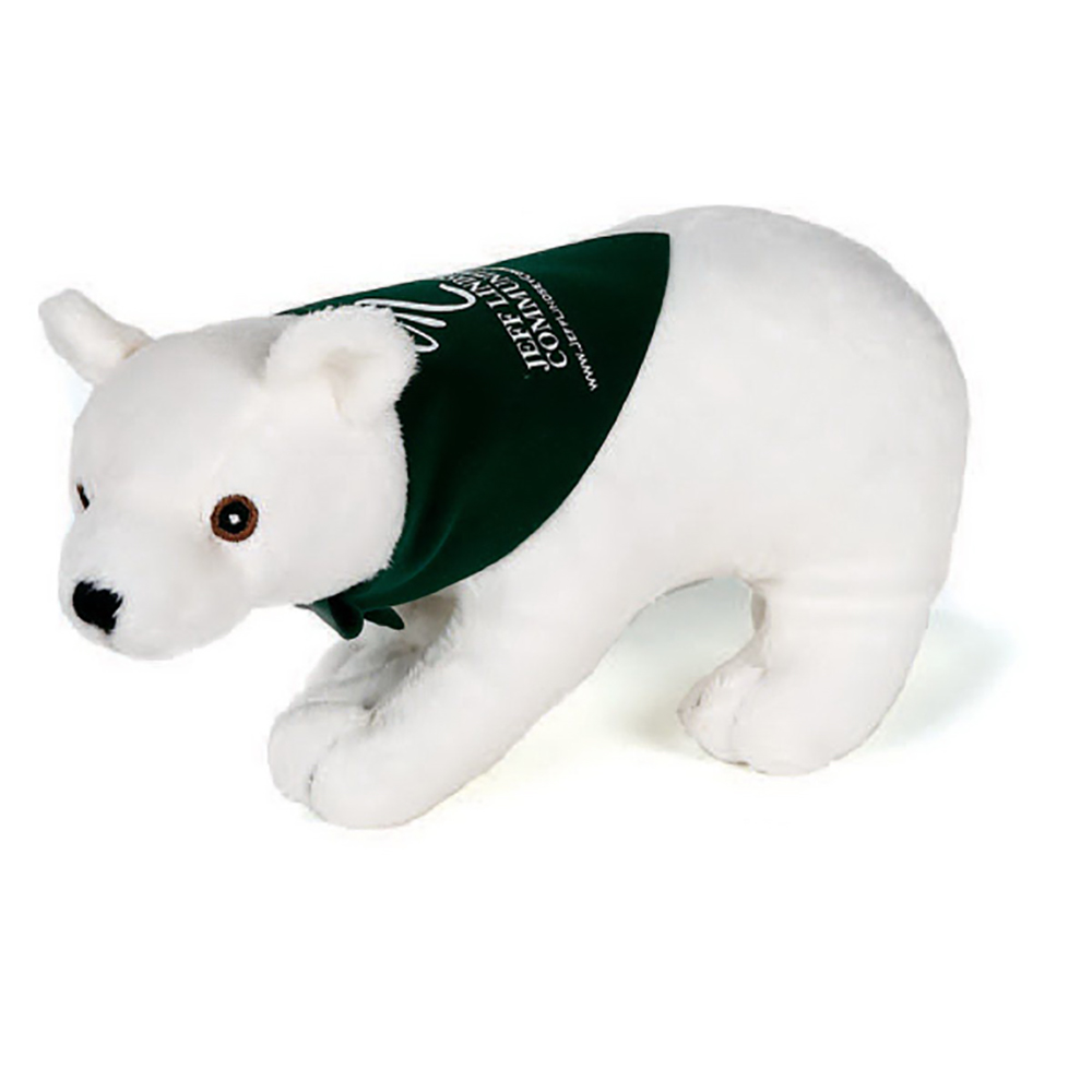 9" Realistic Stuffed Polar Bear With Ribbon or Bandana