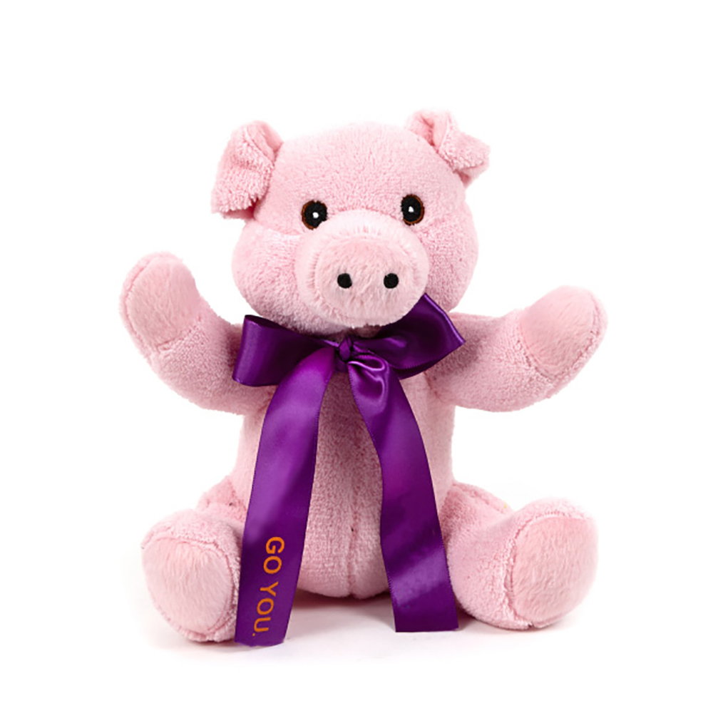 10" Extra Soft Furry Pig With Ribbon or Bandana