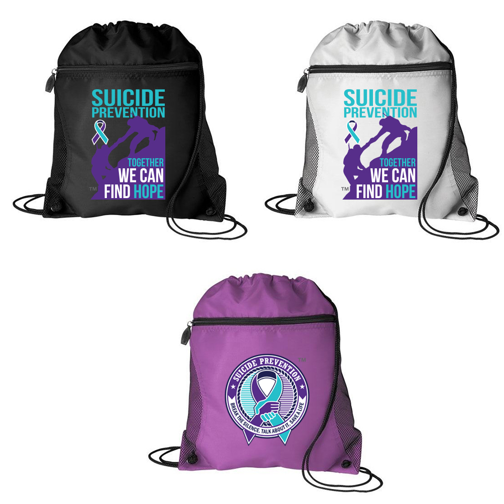 Suicide Prevention Mesh Pocket Drawstring Bag