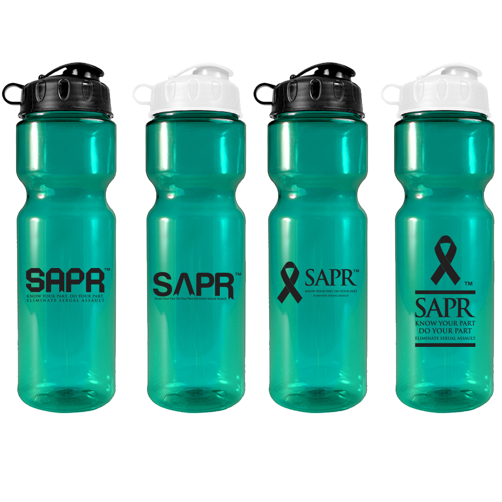 SAPR 28 oz Transparent Bottle with Flip Top Lid