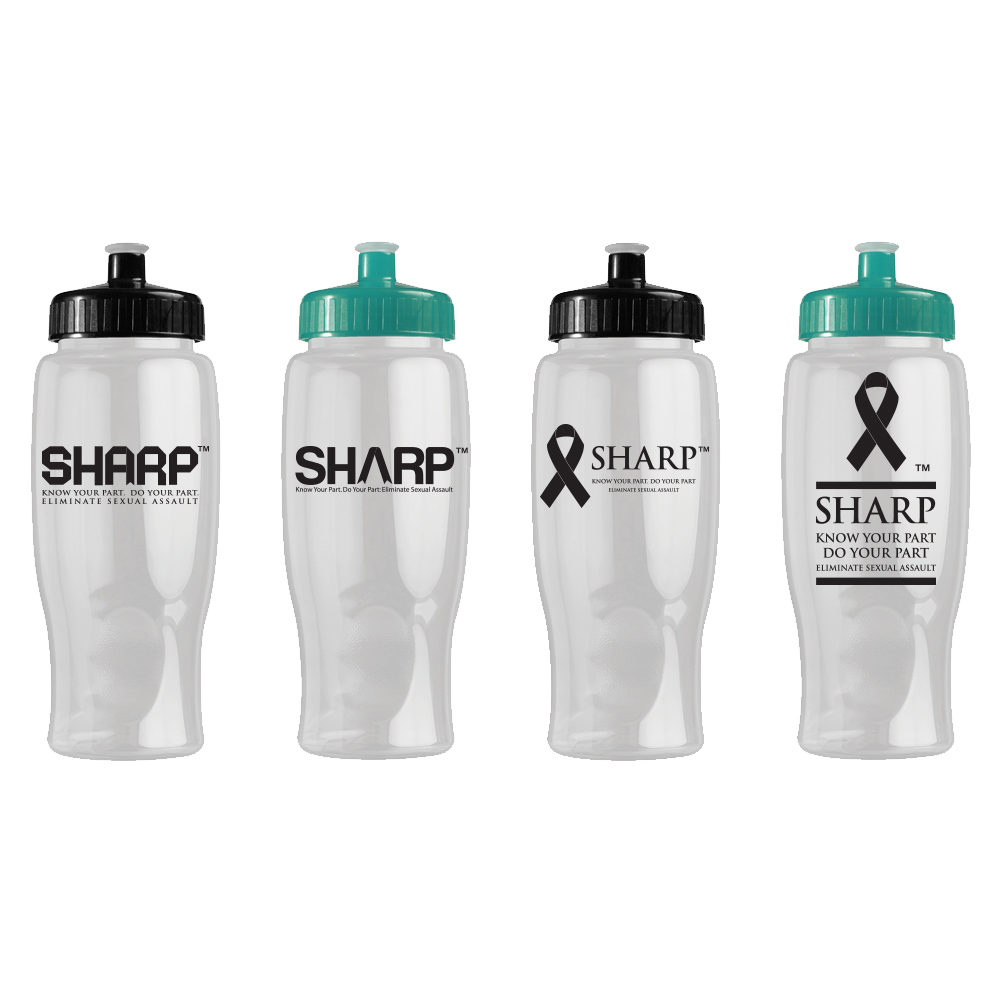 SHARP 27 oz Transparent Water Bottle with Push/Pull Lid