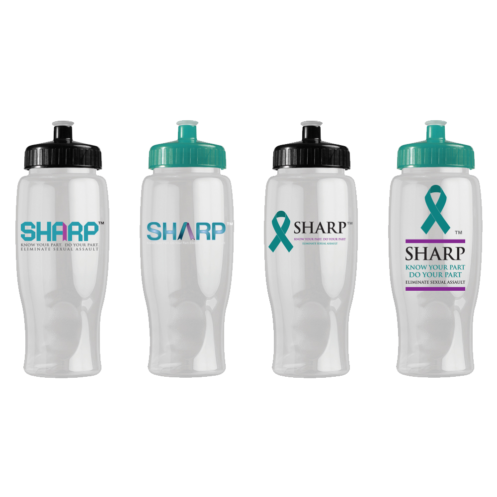 SHARP 27 oz Transparent Water Bottle with Push/Pull Lid