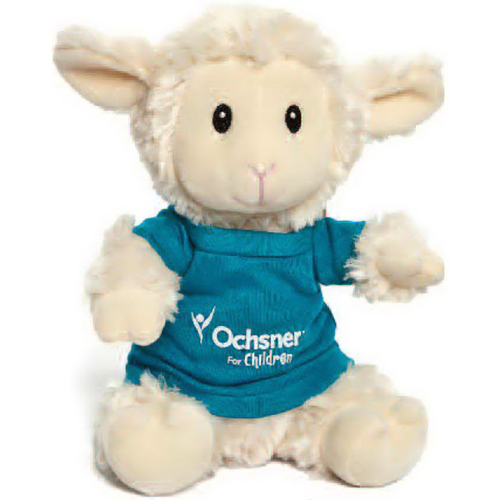 8" Super Soft Sitting Sheep with T Shirt, Ribbon, or Bandana