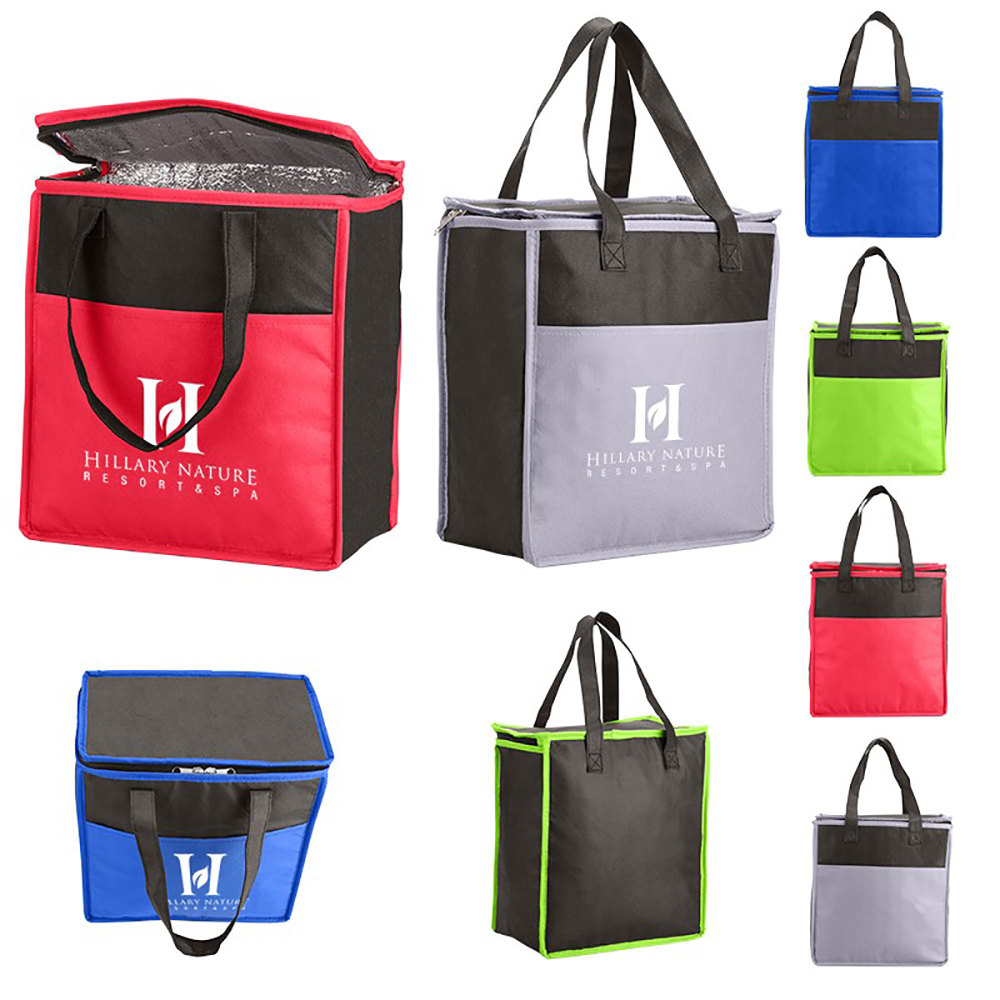 Two Tone Flat Top Insulated Grocery Tote