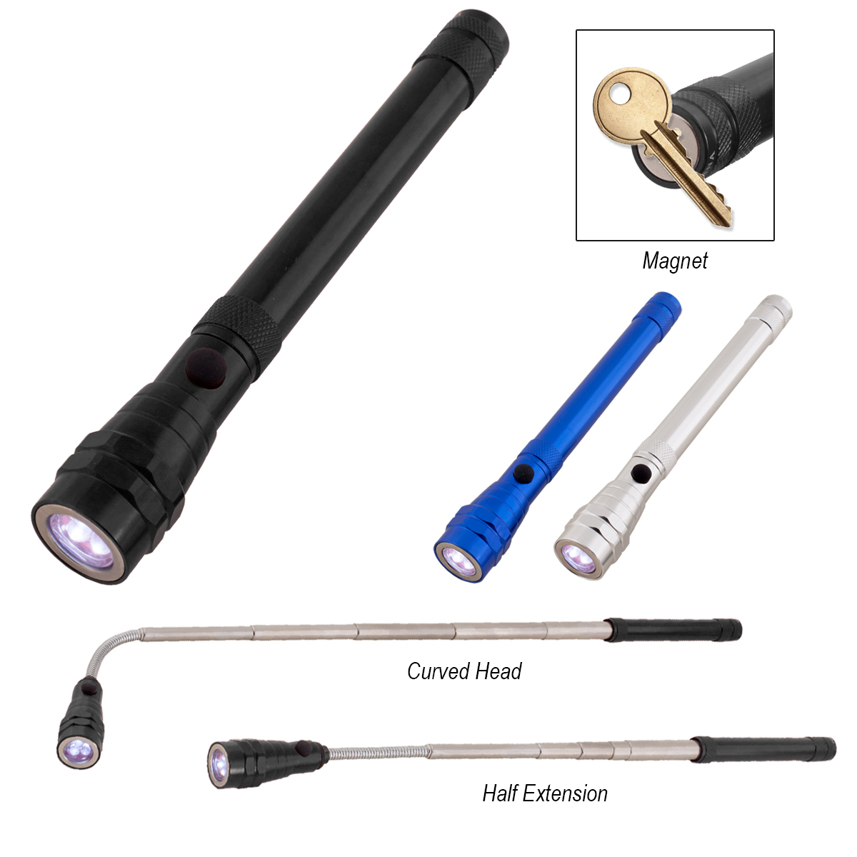 Telescopic Aluminum Flashlight with Magnet