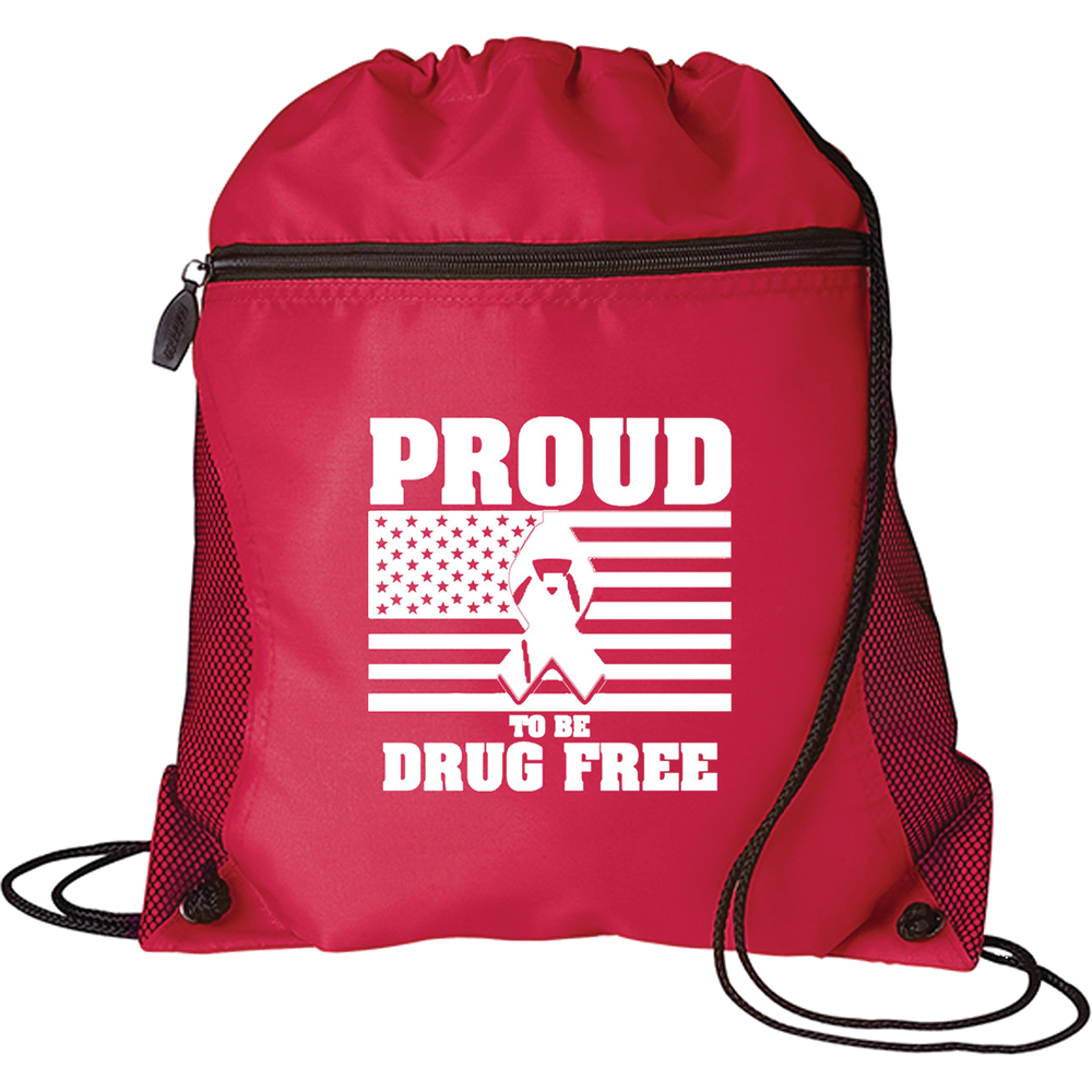 Proud To Be Drug Free Mesh Pocket Drawcord