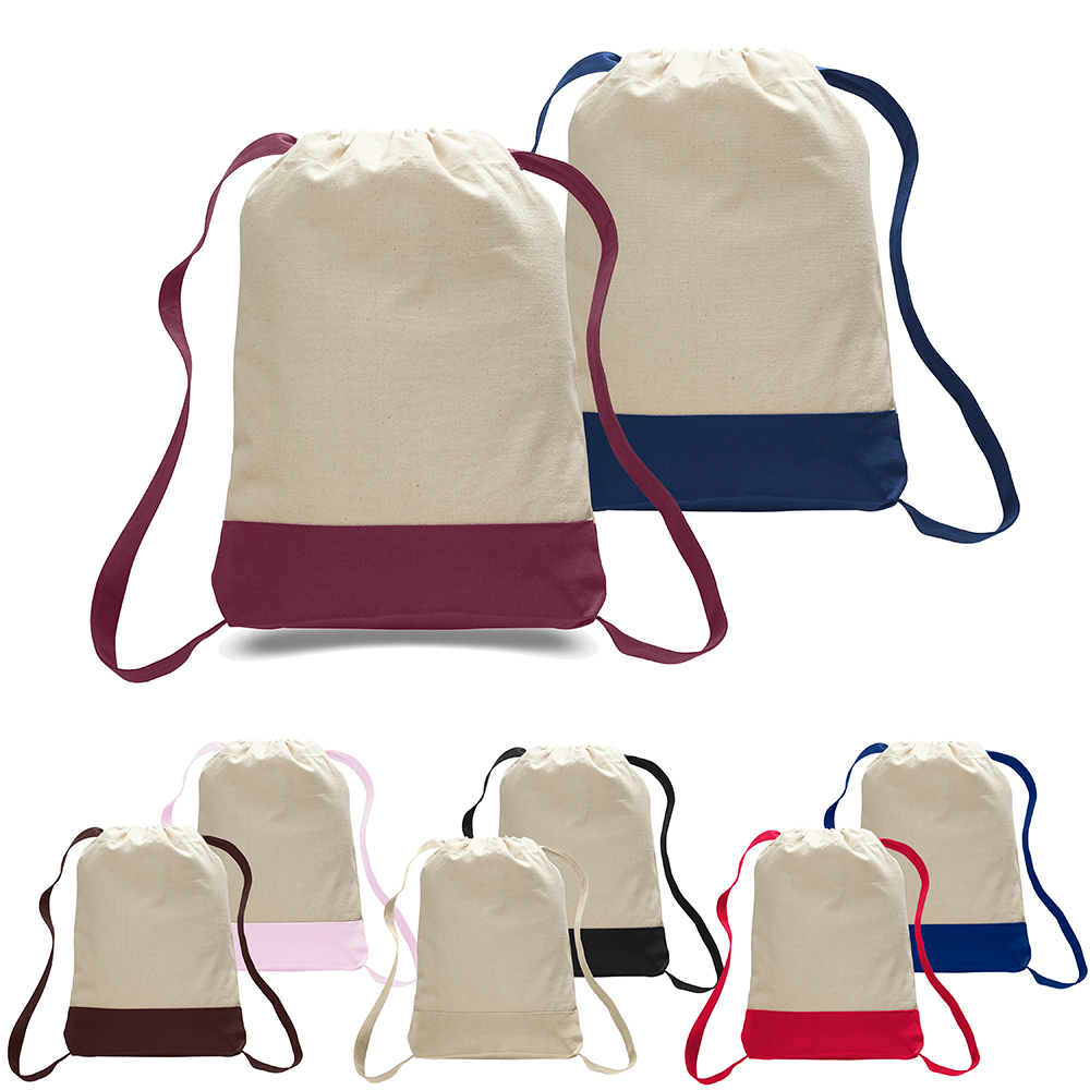 Color Accent Canvas Drawstring Backpack