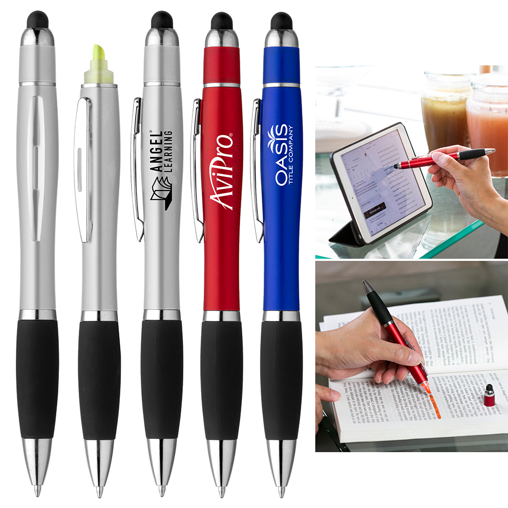 Curvaceous Stylus Cap Highlighter Pen