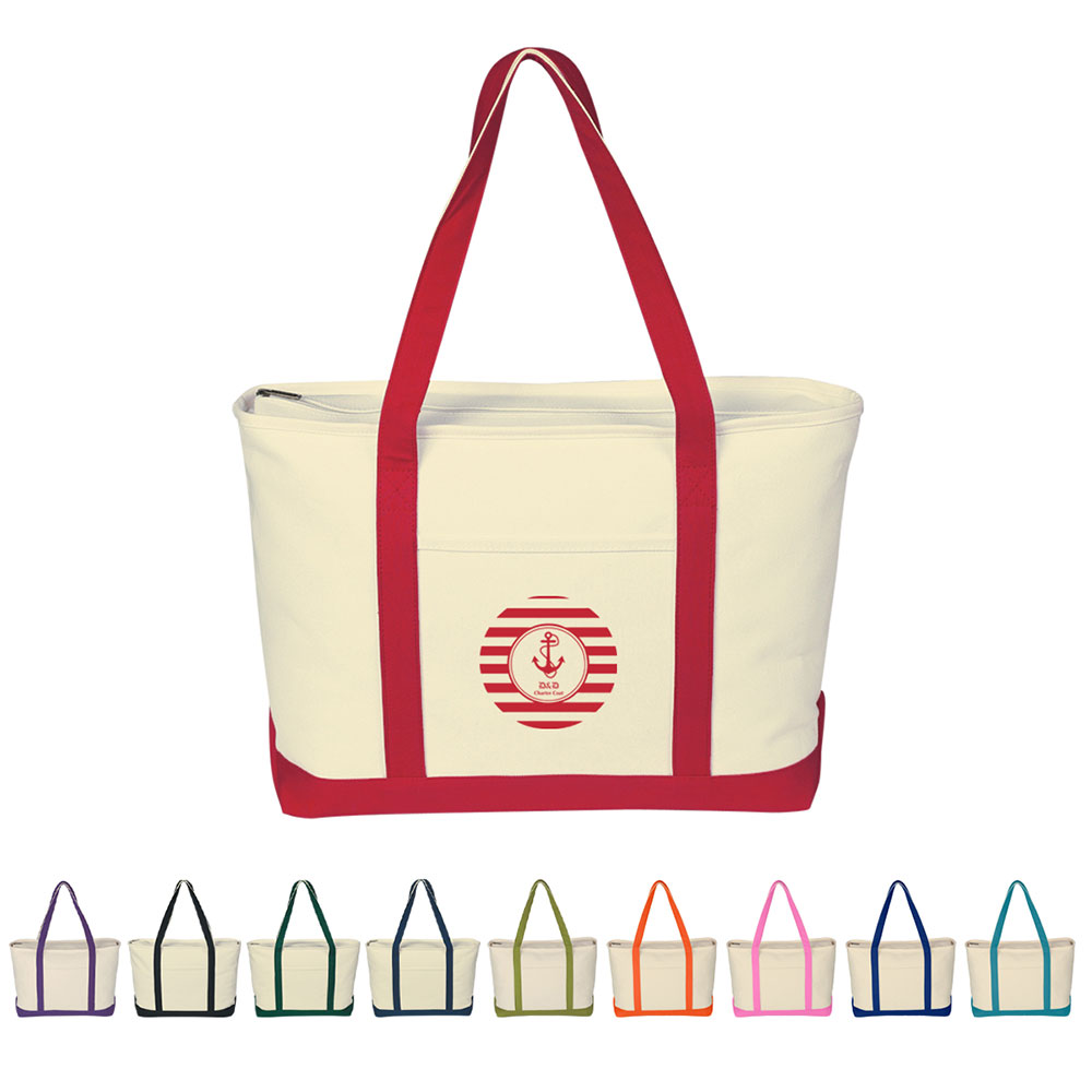 Large Heavy Cotton Canvas Boat Tote Bag