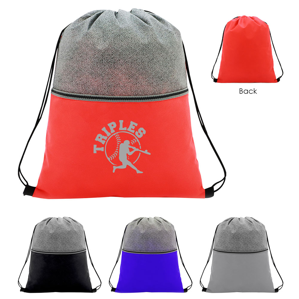 Color Basics Heathered Non Woven Drawstring Bag