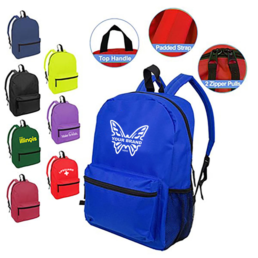 Standard 600D Polyester Backpack with Side Mesh Pocket