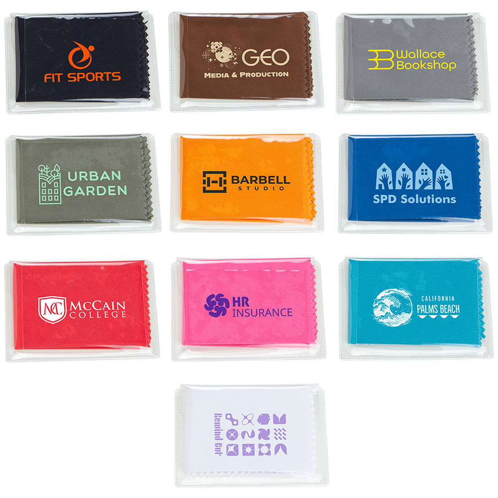 6" x 6" 220GSM Microfiber Cleaning Cloth in Clear PVC Case