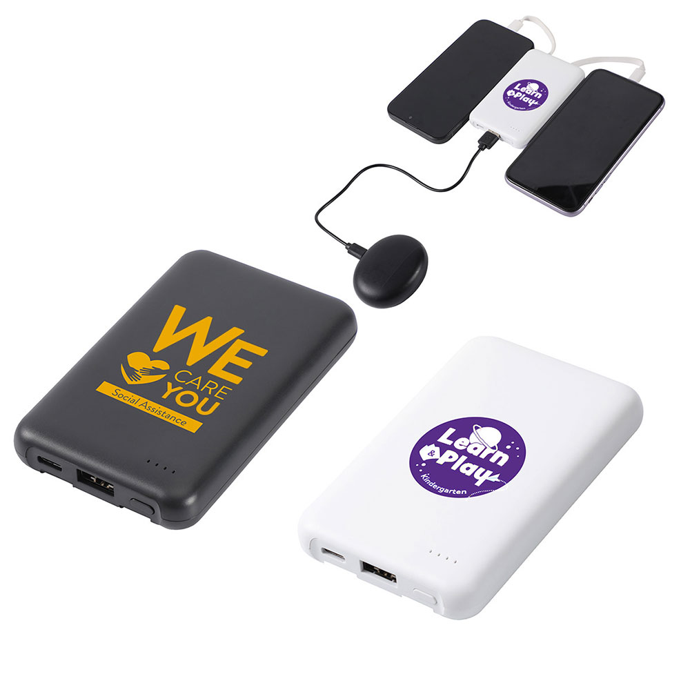 Guild 5000mAh UL-Listed Power Bank with Built-in Cables