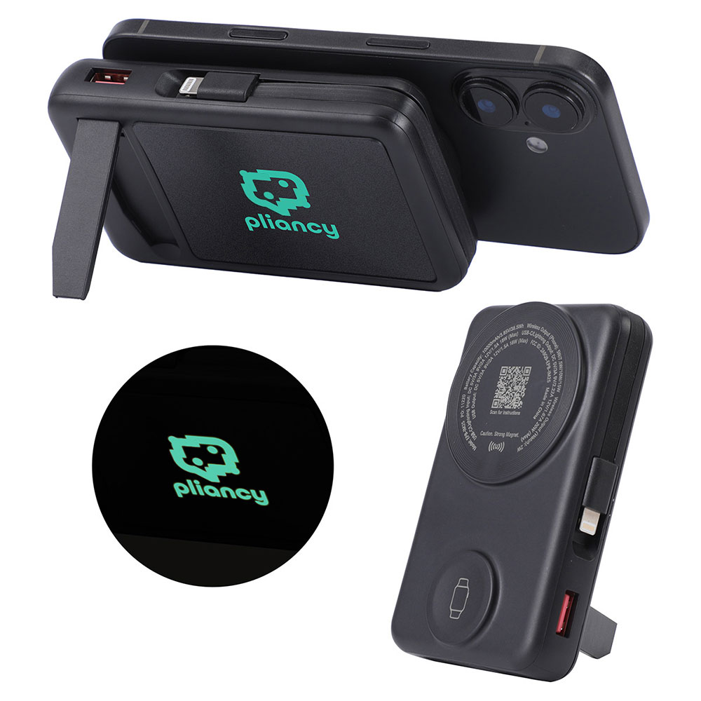 Imperial 10000mAh Light-Up Power Bank with Magnetic Wireless Charger, Watch Charger, Stand & Cable