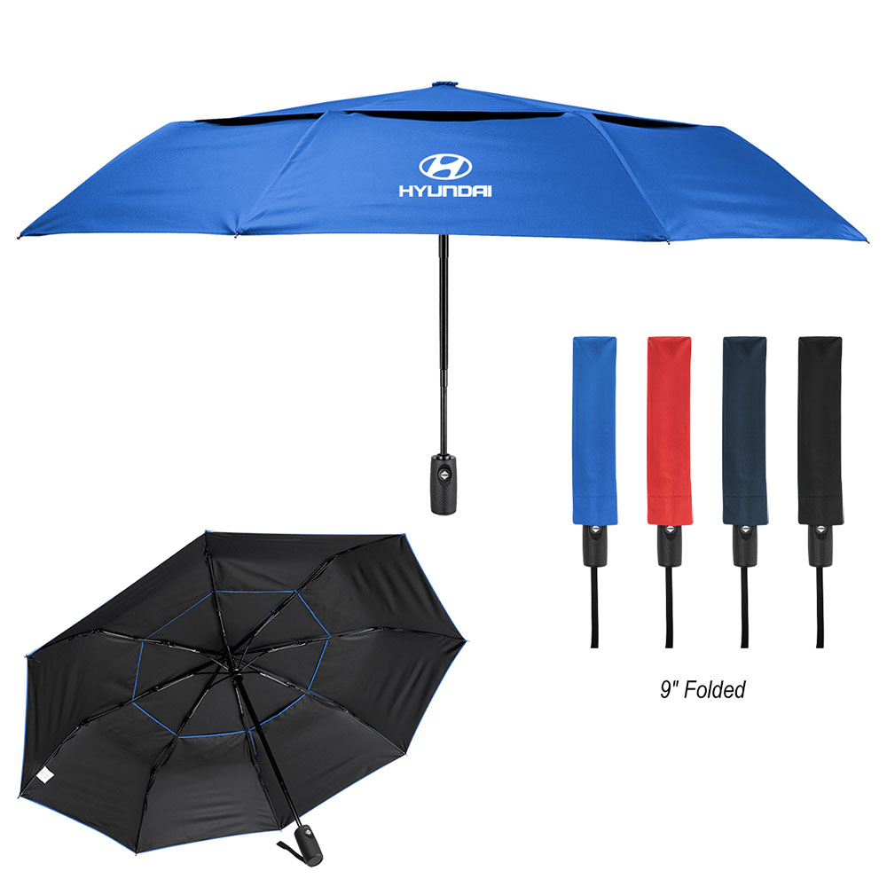 42" Arc Telescopic Wind Resistant Umbrella With 100% rPET Canopy