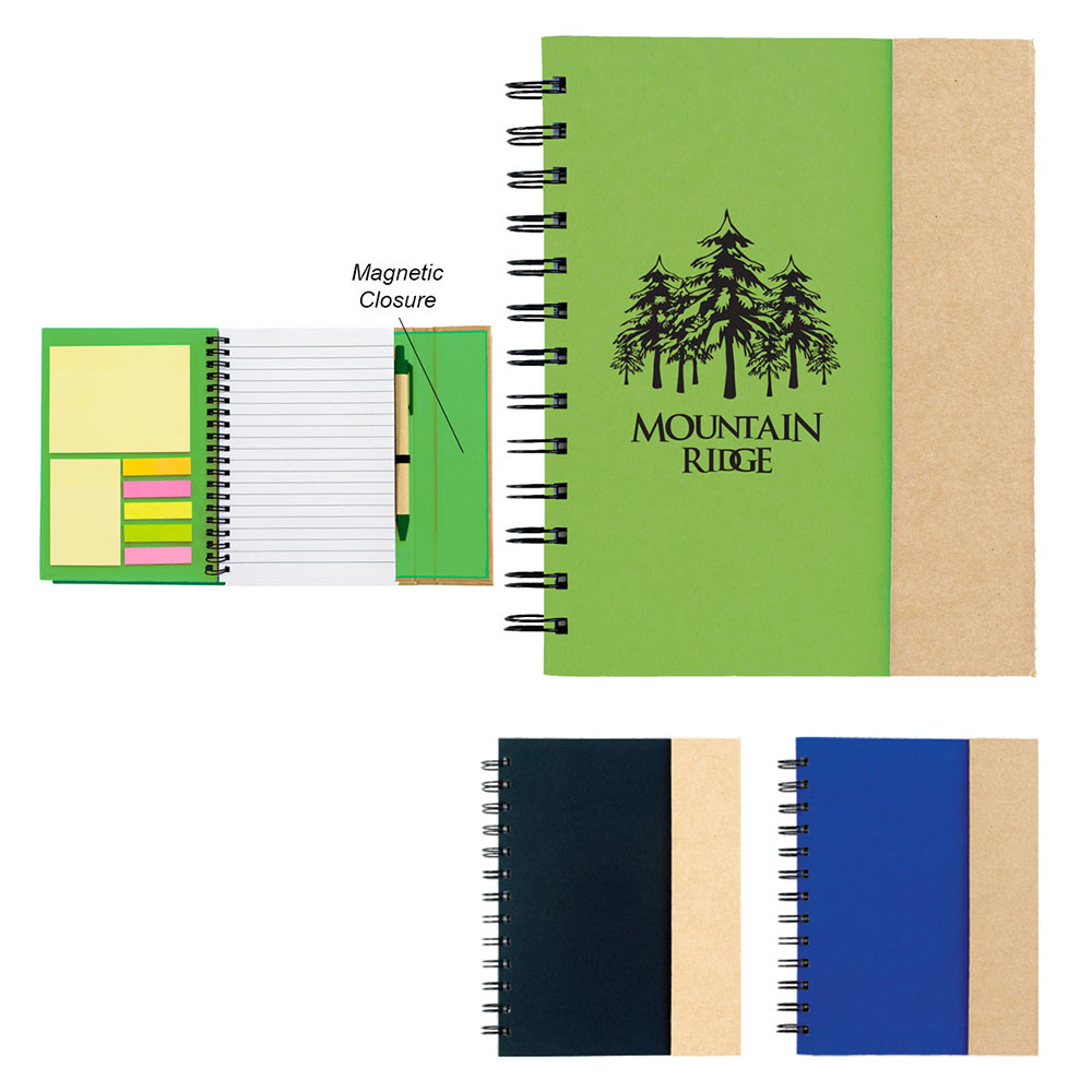 Spiral Notebook With Sticky Notes & Flags