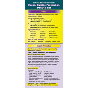 Yellow Ribbon Program Go Card: (50 Pack) Stress, Suicide Prevention, PTSD, and TBI