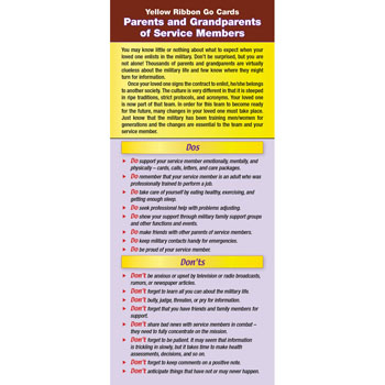 Yellow Ribbon Program Go Card: (50 Pack) Parents and Grandparents of Service Members