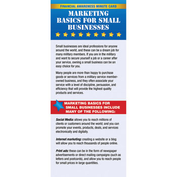 Yellow Ribbon Financial Minute Card: (50 Pack) Marketing Basics for Small Businesses