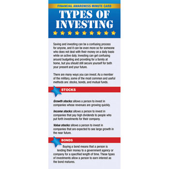 Yellow Ribbon Financial Minute Card: (50 Pack) Types of Investing