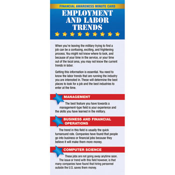 Yellow Ribbon Financial Minute Card: (50 Pack) Employment and Labor Trends
