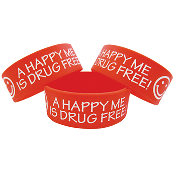 A Happy Me is Drug Free (10 Pack) Wide Silicone Bracelet