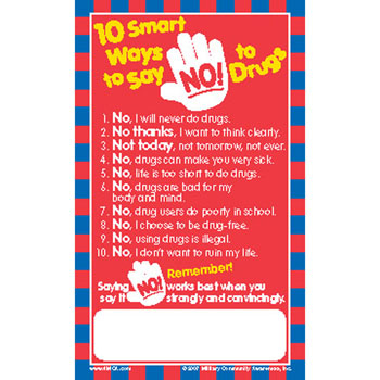 Positive Message Magnet: (25 Pack) 10 Smart Ways to Say No to Drugs