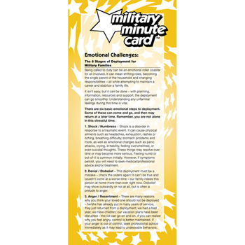 Military Minute Card: (50 Pack) Emotional Challenges: The 6 Stages of Deployment for Military Families