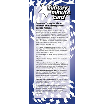 Military Minute Card: (50 Pack) Common Thoughts about Reunion and Reintegration Service Member