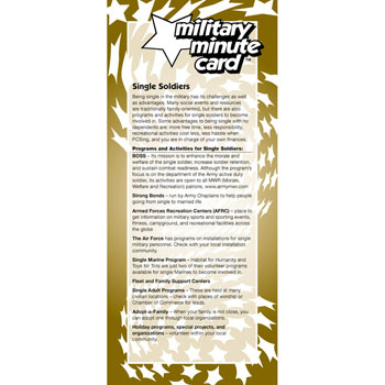 Military Minute Card: (50 Pack) Single Soldiers