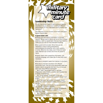 Military Minute Card: (50 Pack) Leadership Skills