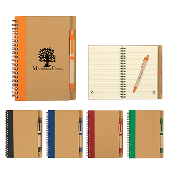 Eco Inspired Spiral Notebook with Pen