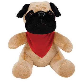 8" Super Soft Pug With T Shirt, Ribbon or Bandana