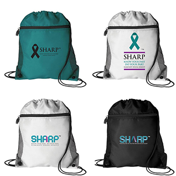 SHARP Mesh Pocket Drawstring Bag