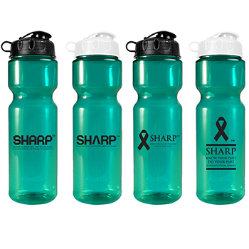 SHARP 28 oz Transparent Bottle with Flip Top Lid