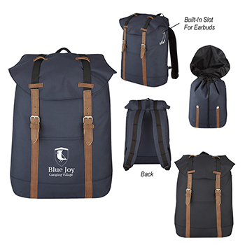 Flap Drawstring Backpack