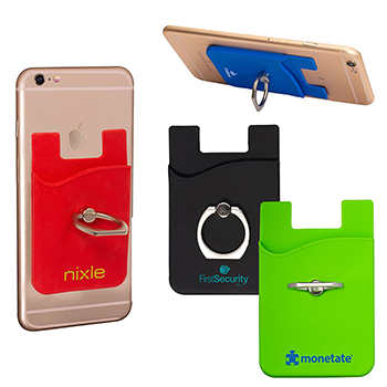 Silicone Card Holder With Metal Ring Phone Stand