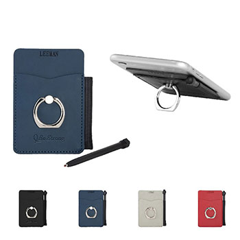 Tuscany Card Holder With Metal Ring Phone Stand And Stylus