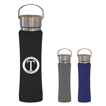 25 oz Hampton Stainless Steel Bottle With Bamboo
